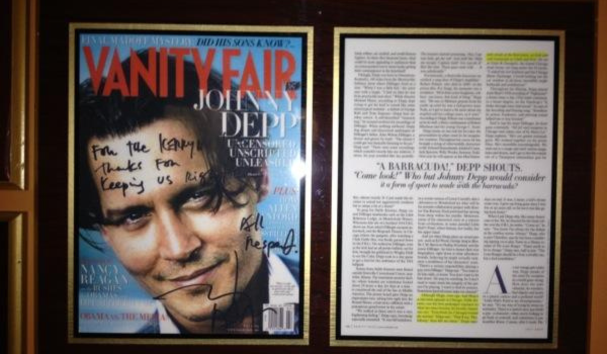 photo of johnny depp and write up about depp's visits to the kerryman while working on the film Public Enemy