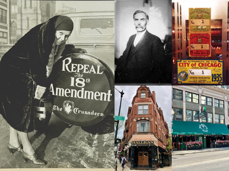 collage of prohibition era images in chicago