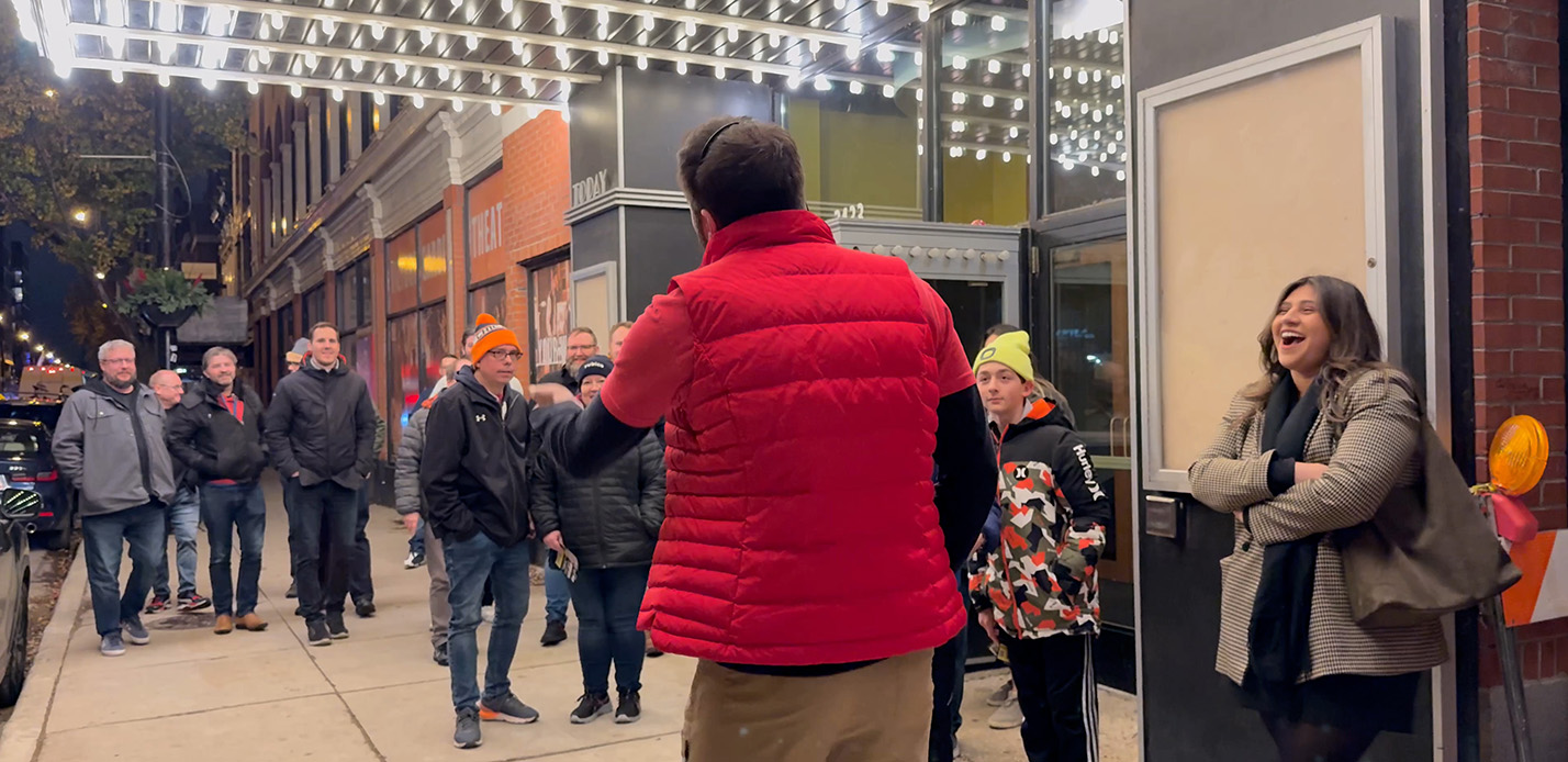 Tour Group at the Biograph Theater Night Crimes Tour