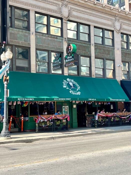 exterior of butch mcguire's bar in chicago, a historic bar that was a speakeasy during prohibition in chicago