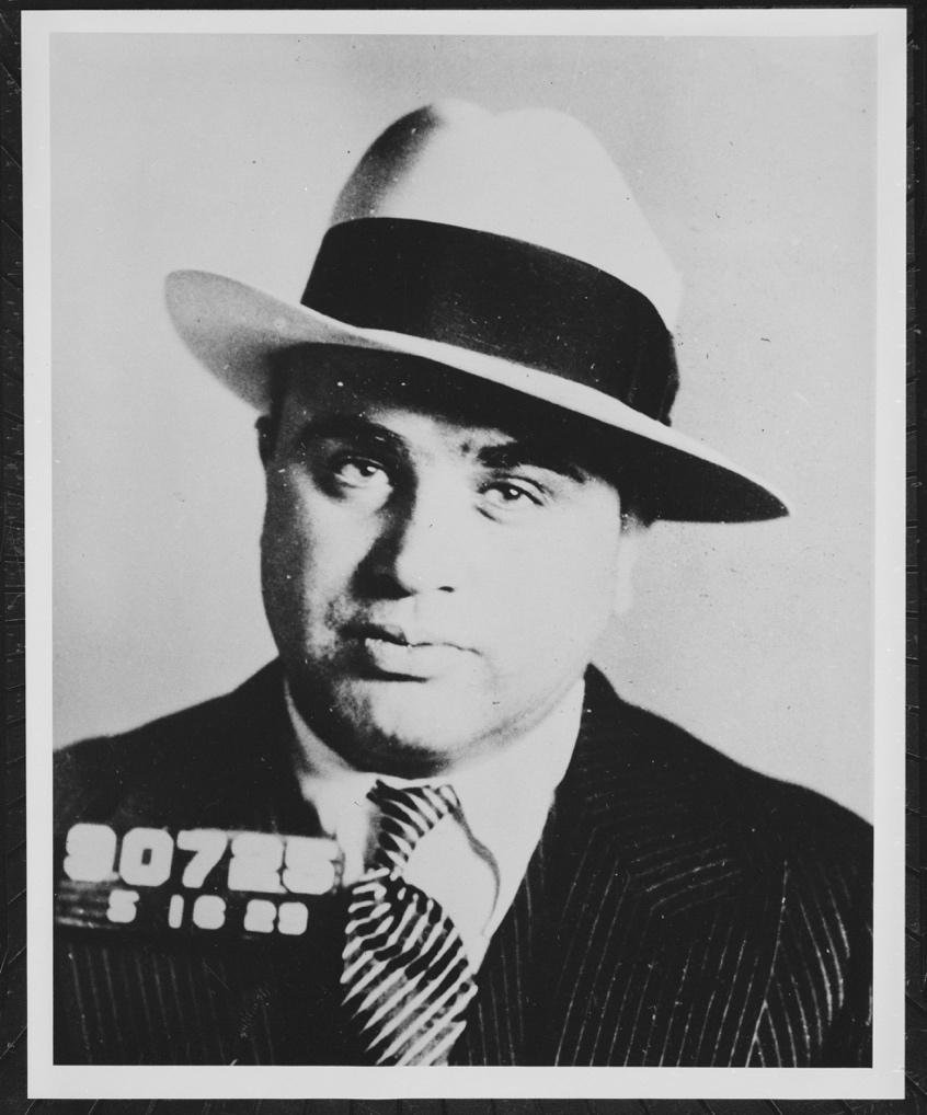 black and white photo of famous chicago mobster al "scarface" capone