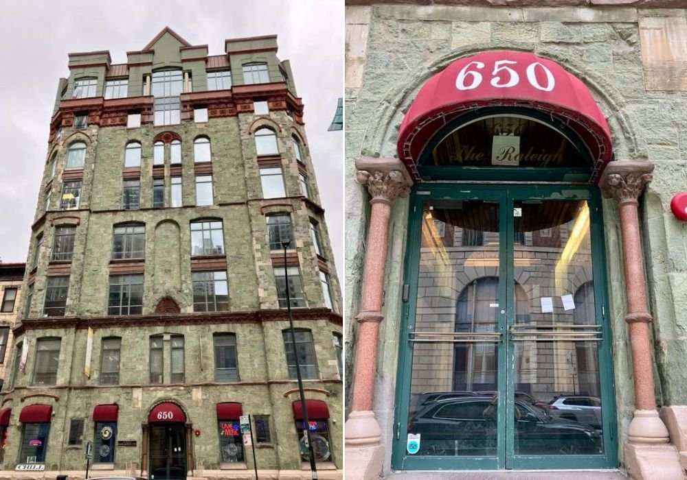 exterior views of the former raleigh hotel in chicago