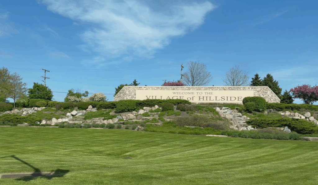 neighborhood sign for hillside, IL, where mount carmel cemetery is located which is where al capone is buried