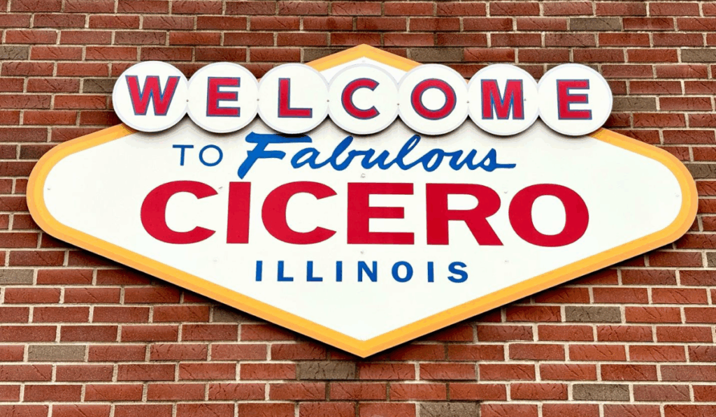 neighborhood sign in cicero, IL, that says welcome to fabulous cicero illinois