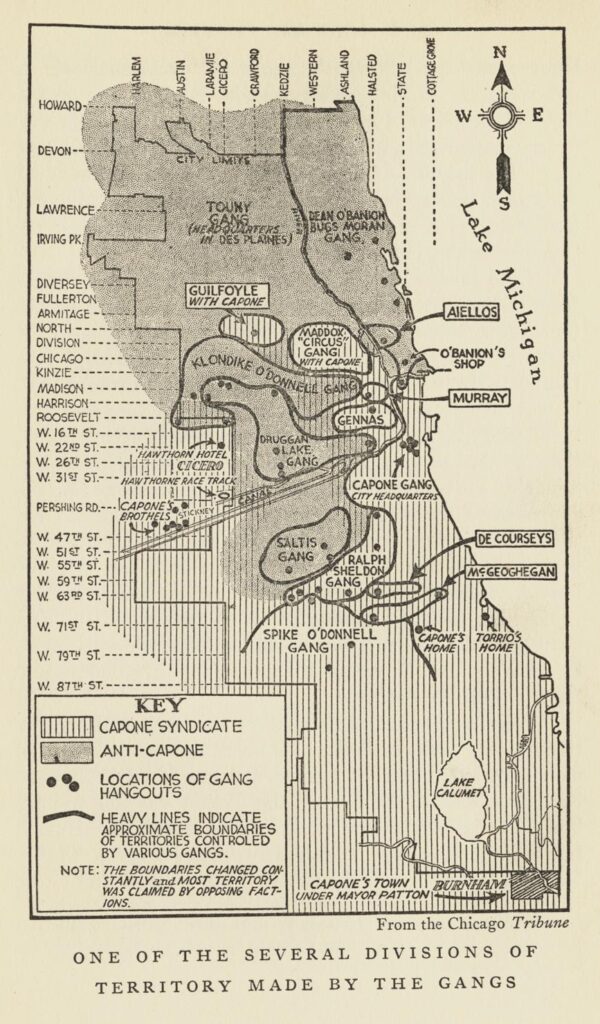 1925 gangland map from the Chicago History Museum’s archives