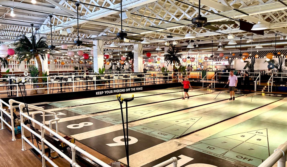 interior of Royal Palms Shuffleboard Club, a great place for large corporate team building event
